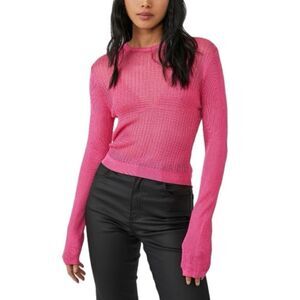 Free People H20 Crew Pullover in Hibiscus Highlight